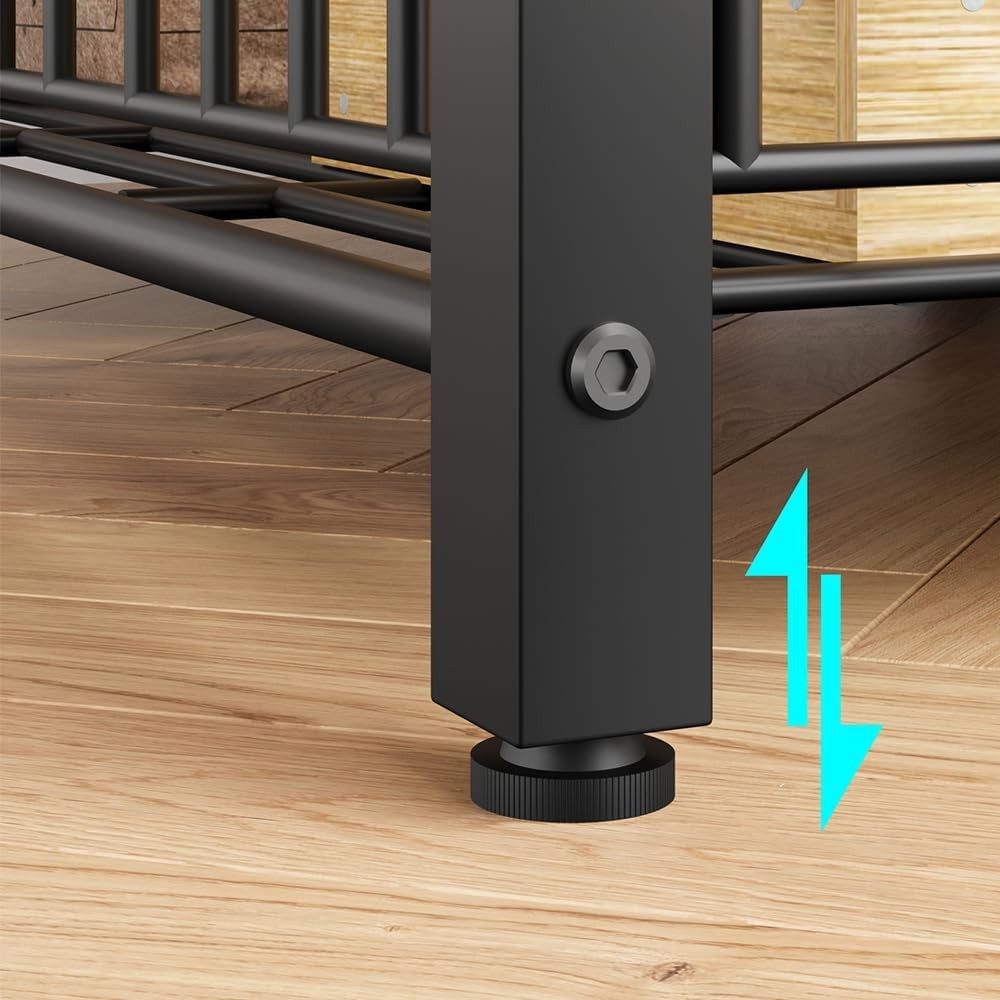 Rustic Microwave Stand 5-Tier Kitchen Storage Rack with Adjustable Feet Gray