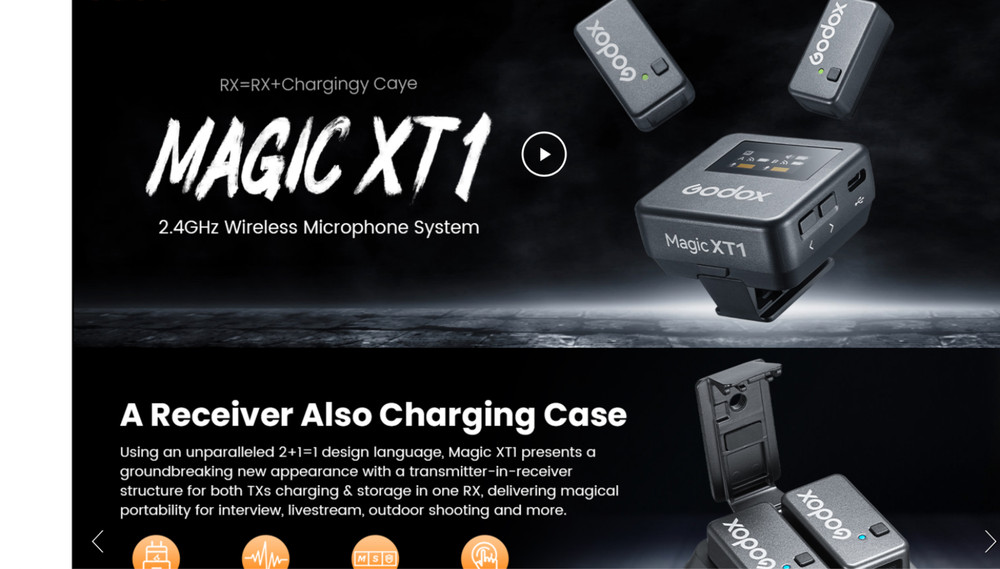 GODOX Magic XT1 Touchscreen Wireless Lavalier Microphone for Camera/Android/iPho