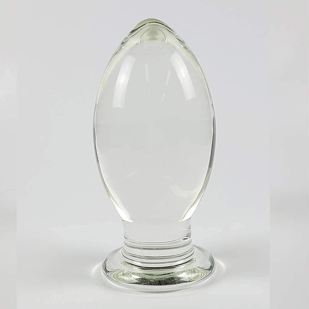 Extra Large 5.5 Inch Glass Butt Plug Clear Smooth Surface for Temperature Play