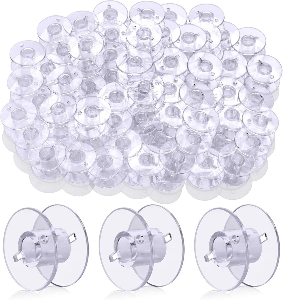 50 Clear Plastic Sewing Machine Bobbins - Versatile & Durable