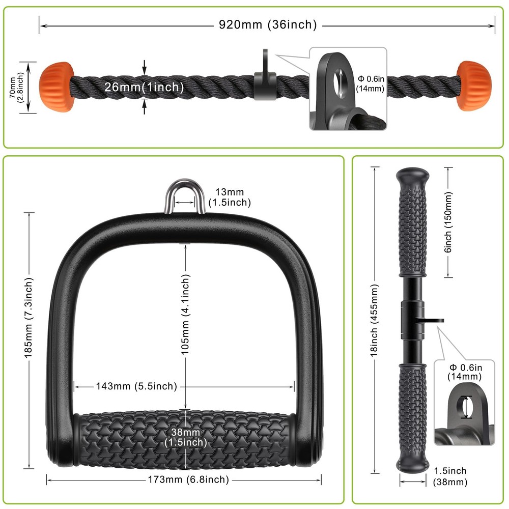 Cable Machine Attachments Set LAT Pulldown Attachments Cable Machine Accessor...