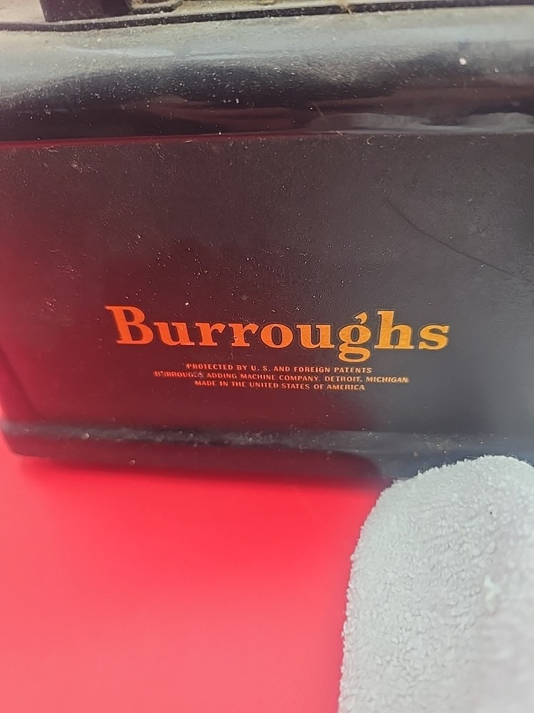Burroughs Portable Adding Machine Hand Crank Antique 8 Column