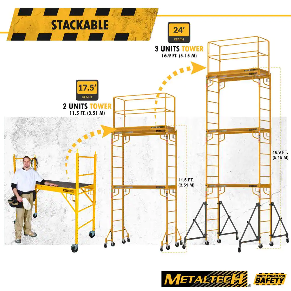 Safeclimb Baker Style Scaffold Rolling Platform, 1100 Lbs. Load Capacity, 6 Ft.