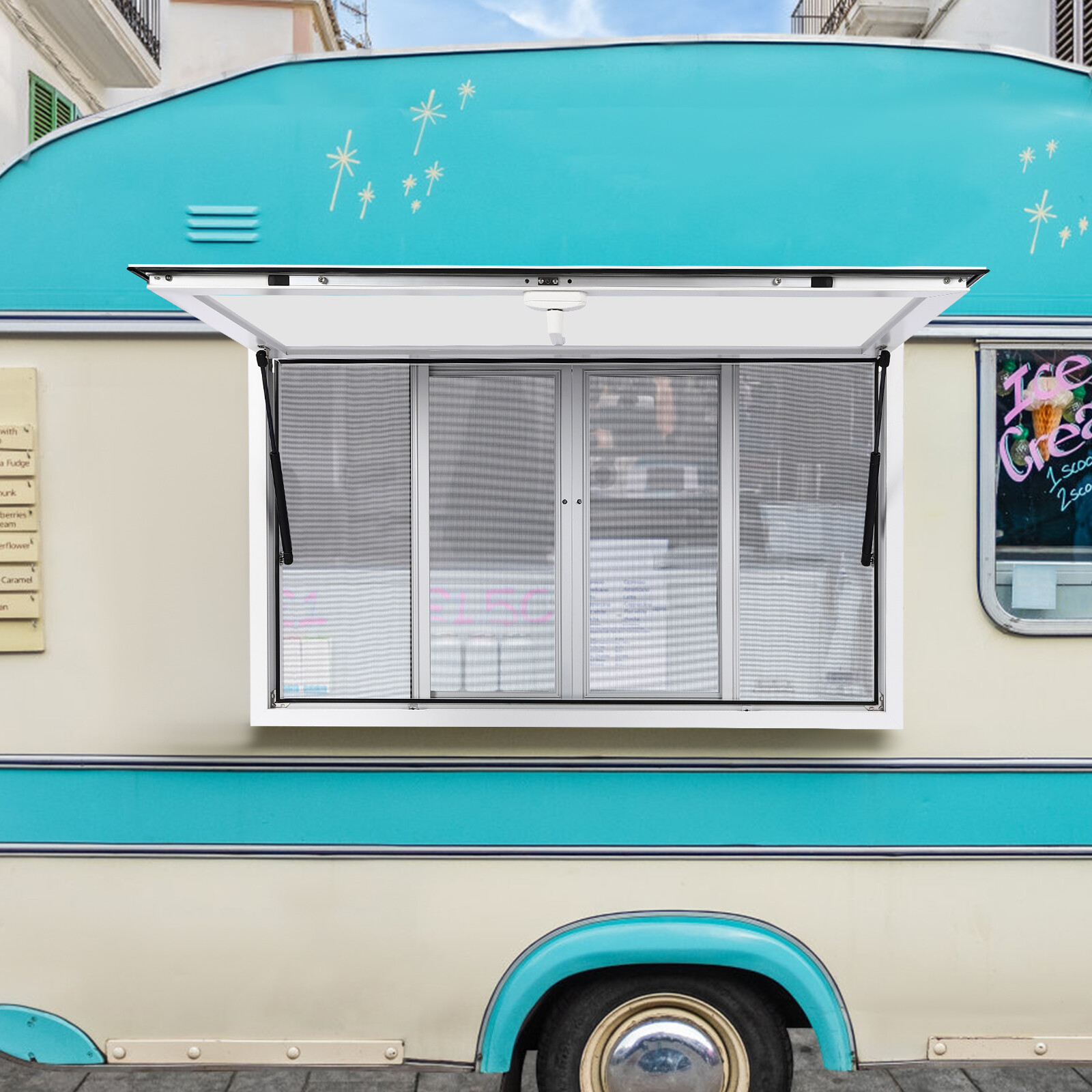 48"L x 30"W Concession Stand Serving Window Food Truck Service Awning w/ Hooks