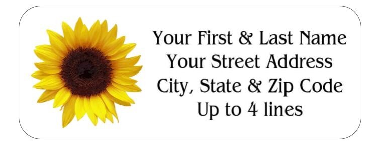 150 Sunflower Mailing Return Address Labels Personalized  1 x 2 5/8 in.