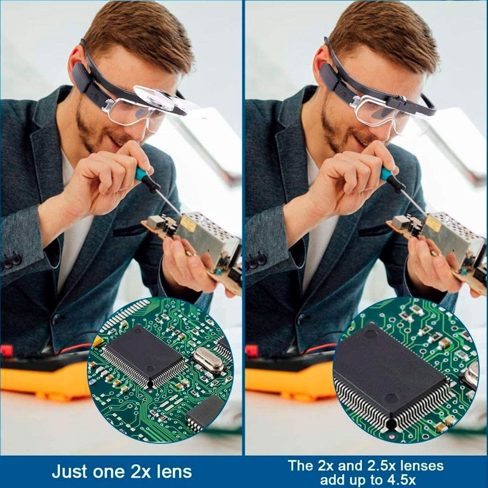 Rechargeable LED Light Magnifying Glass Adjusting Magnifier Loop With Lens