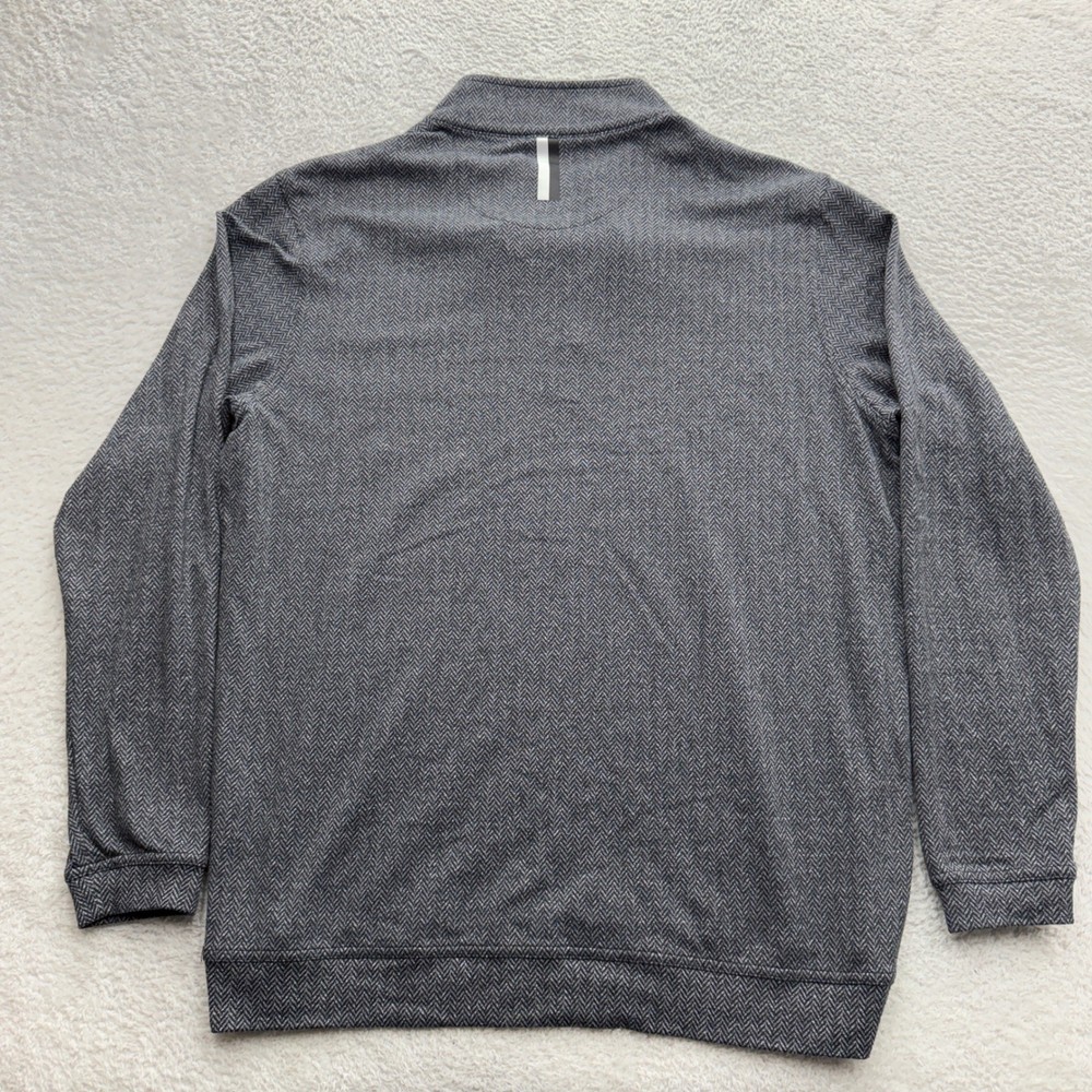 Rhoback Mens Grey Herringbone Quarter Zip Pullover Performance Golf Top Size M