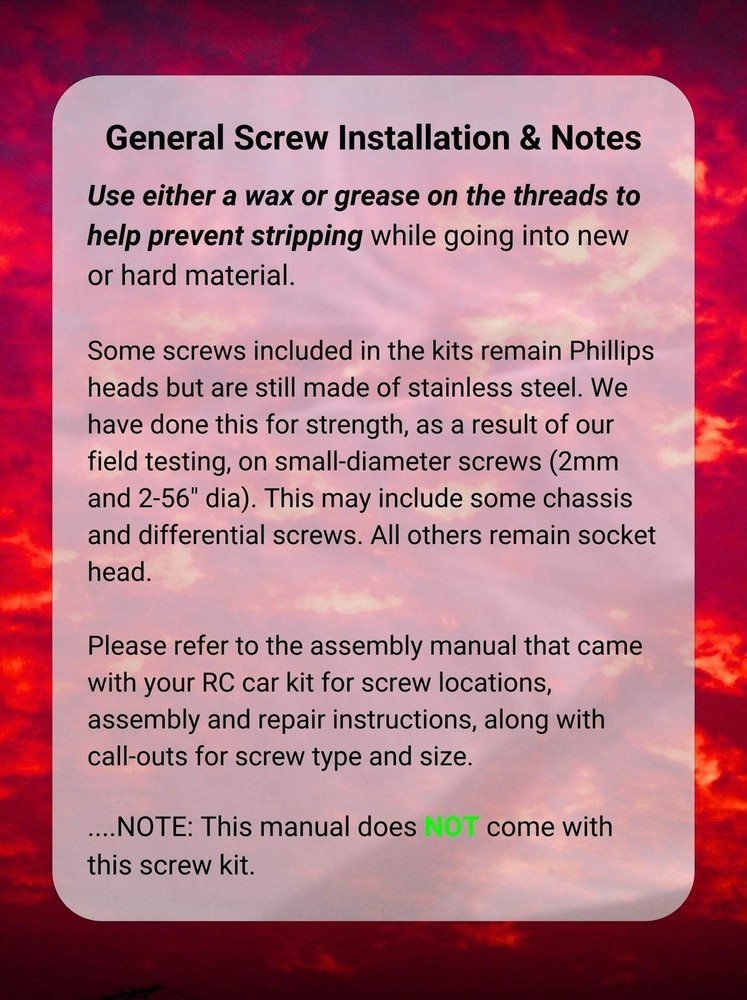 RCScrewZ Stainless Screw Kit cus006 for Custom Works Rocket Late Model | SET