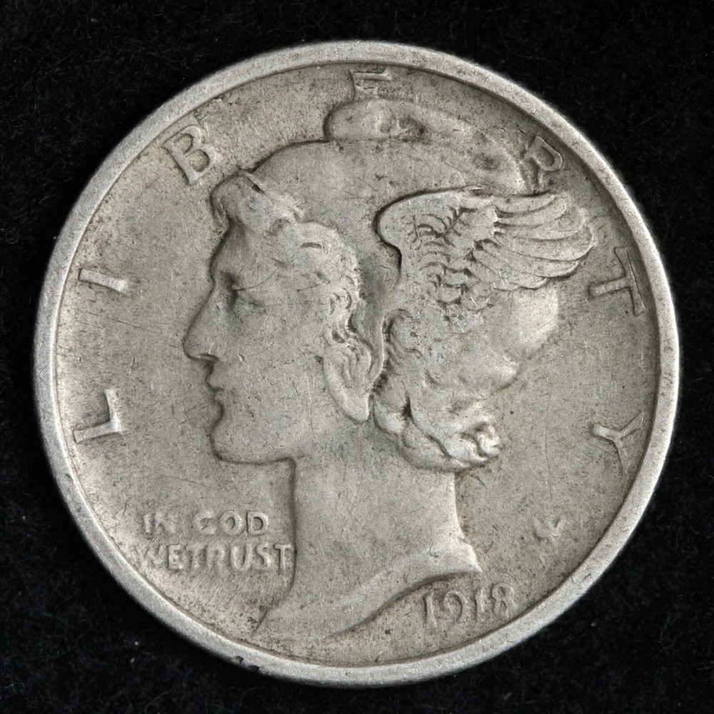 1918 Mercury Silver Dime CHOICE AU E302 GNM