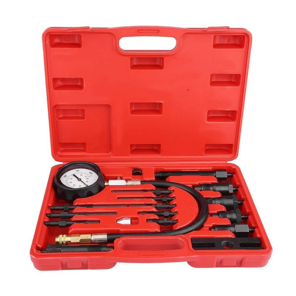 16Pcs Diesel Engine Cylinder Compression Gauge Tester Pressure Test Tool Kit