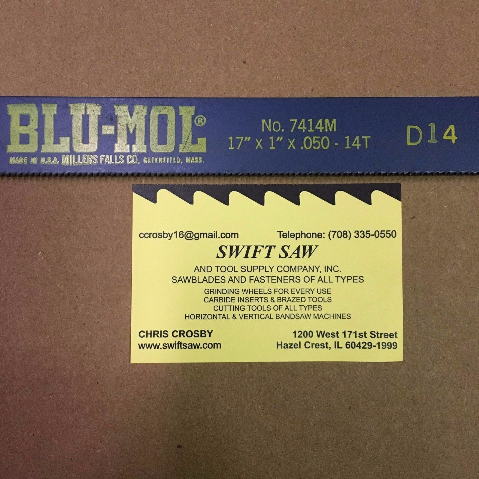 10PCS- 17" X 1" X .050 X 14T POWER HACK SAW BLADE BLU-MOL MILLERS FALLS BI-METAL