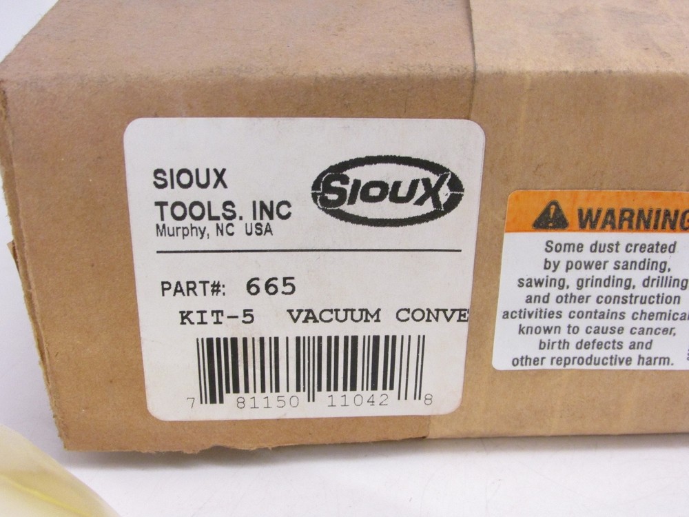 NEW! SIOUX TOOLS VACUUM CONVERSION KIT, #665 FOR AIR RANDOM ORBITAL SANDER