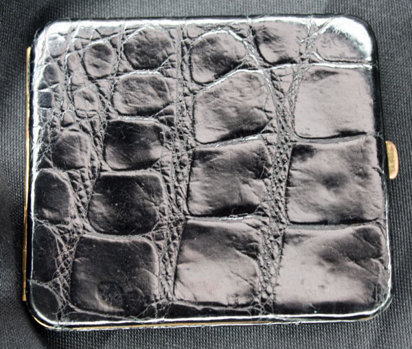 Vintage Black Alligator Cigarette Case 1940s