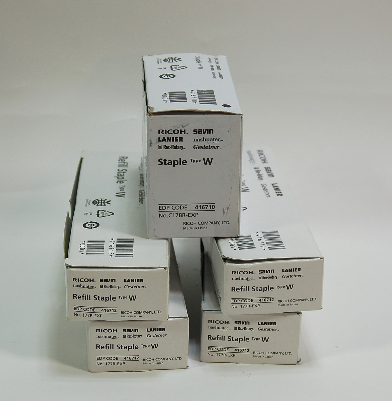 Huge Lot Ricoh Savin Lanier Type W Staples 15 Carts w/ Holder 416710 416712