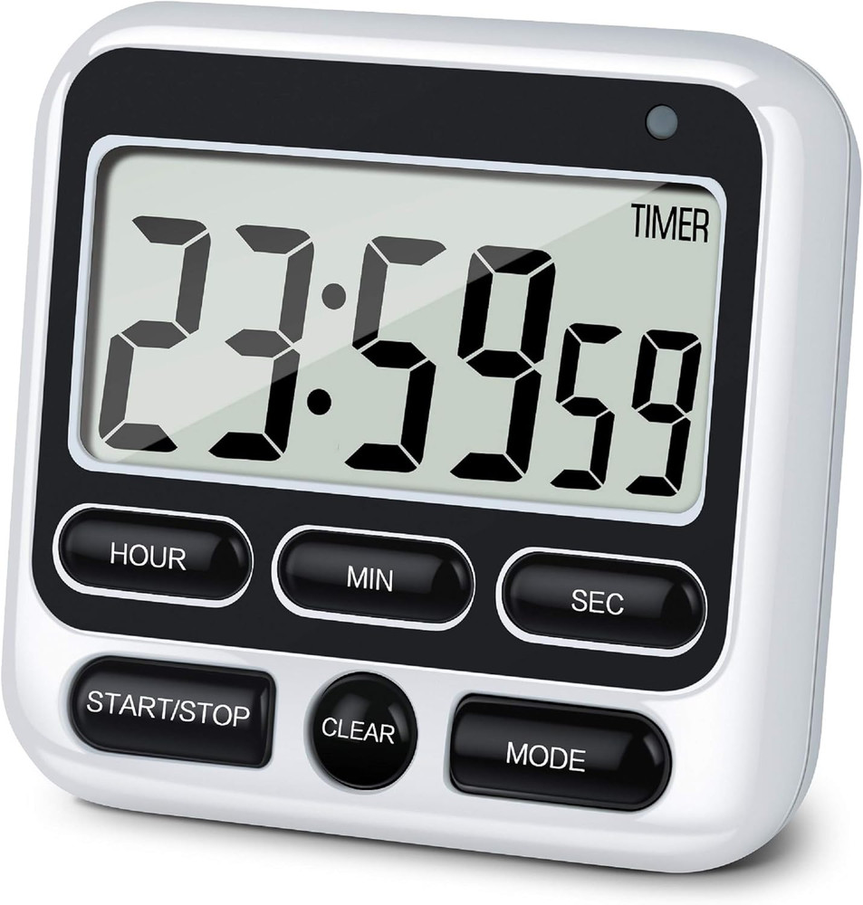 Digital Kitchen Timer with Mute/Loud Alarm Switch ON/Off Switch, 12-Hour Clock &