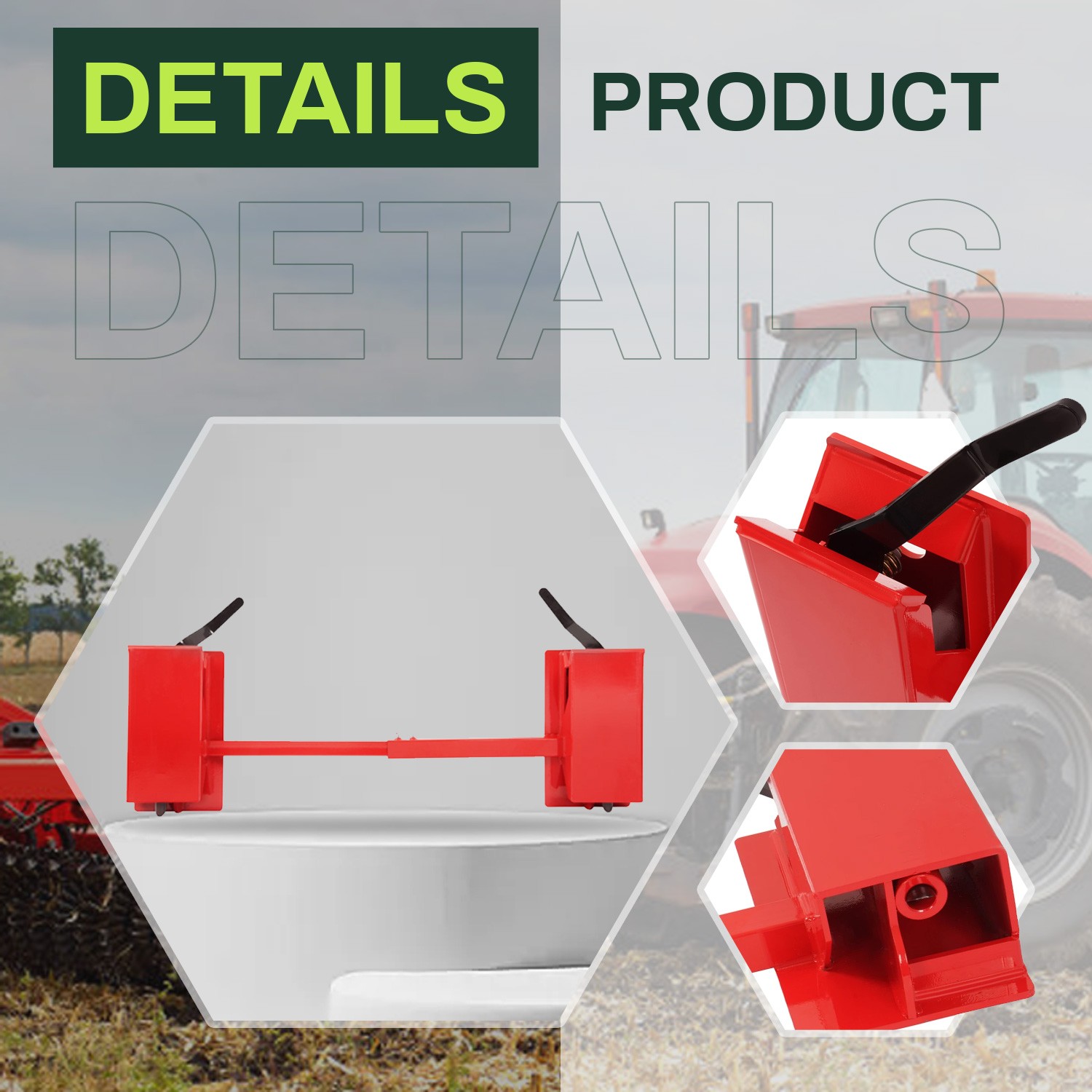 4000lb Skid Steer Quick Tach Conversion Adapter Attach w/ Adjustable Cross Brace