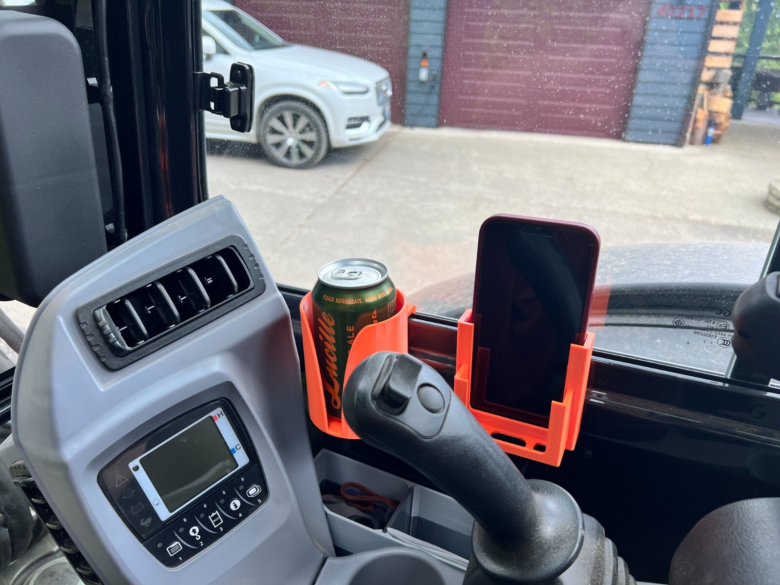 Kubota KX040-4 CAB Phone and Cup/Drink/Spray Bottle Holder