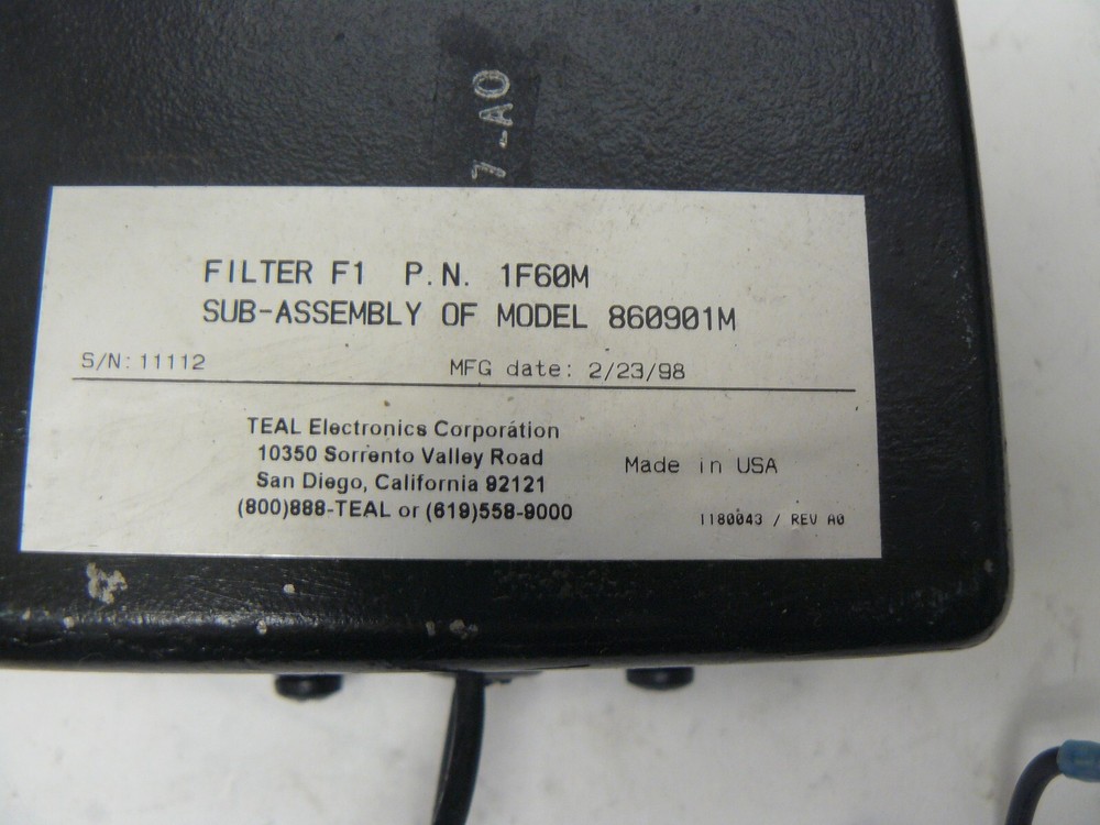 Teal Electronics 1F60M filter F1 sub assembly for 860901M