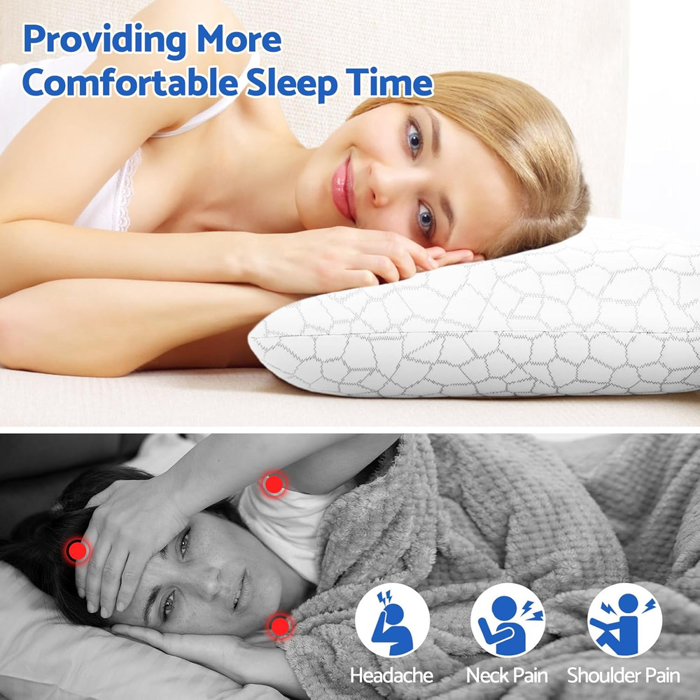 Memory Foam Pillows for Sleeping, Bed Pillow with Removable and Machine Washable