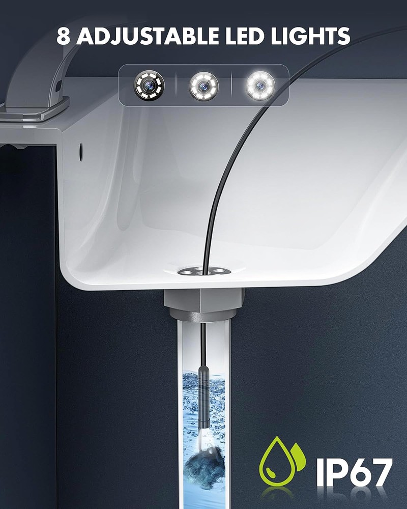 Dual Lens Endoscope Camera With Adjustable Lights Type C Borescope For Sewer Ip6