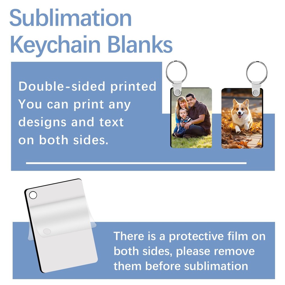 240Pcs Sublimation Keychain Blanks Rectangle Bulk Products Double Sides 80 MD...
