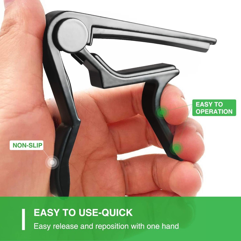 Guitar Capo for 6String Acoustic & Electric Guitars Black Accessory