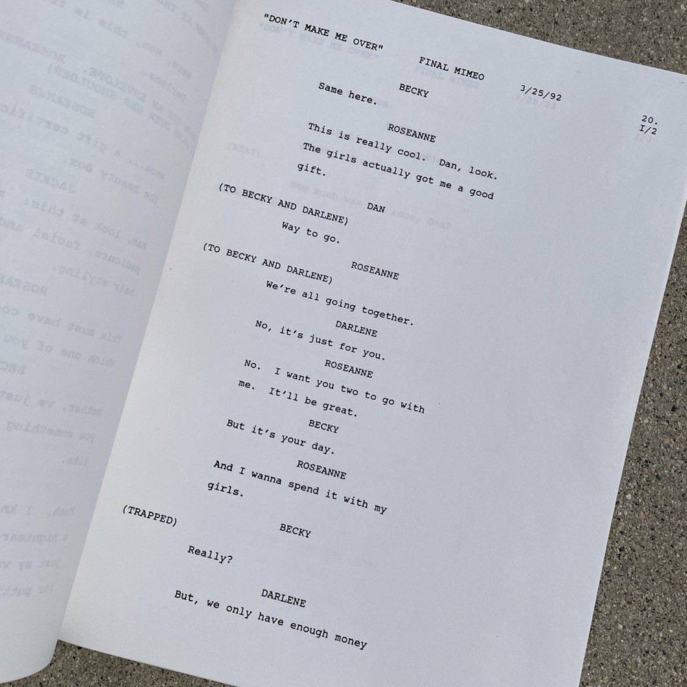 Roseanne Original 1992 Production Used Final Draft Script Don’t Make Me Over