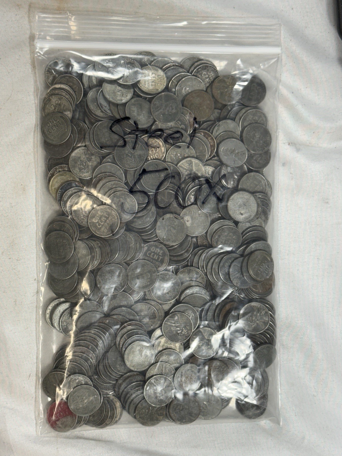 500x Steel 1943 Wheat Pennies Zinc Clad 1C Coins LINCOLN War Emergency One Cent