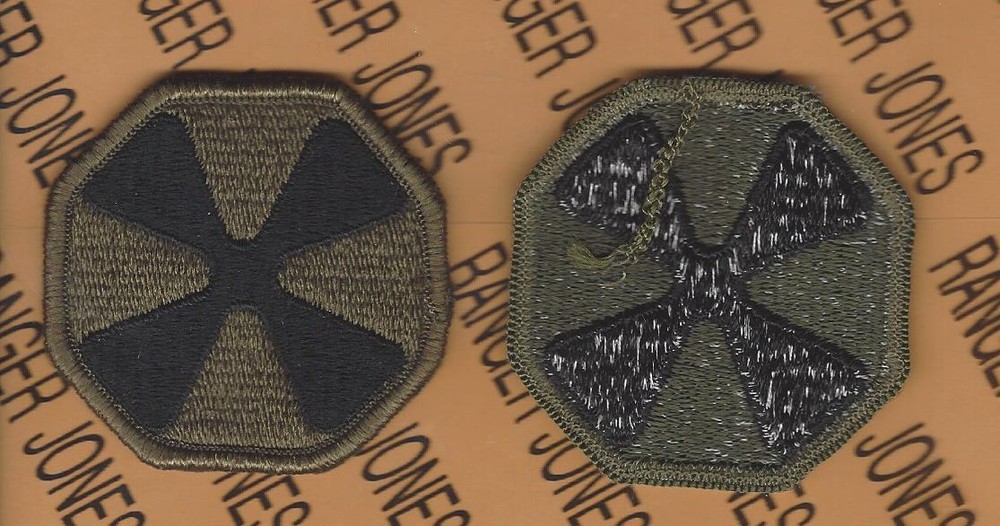 USA 8th Army OD Green & Black BDU 2.5" uniform patch m/e