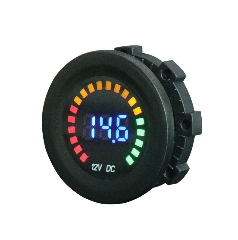 Panel Mount Digital Volt Meter, Blue LED DVM w/Graphic Display, 12 VDC