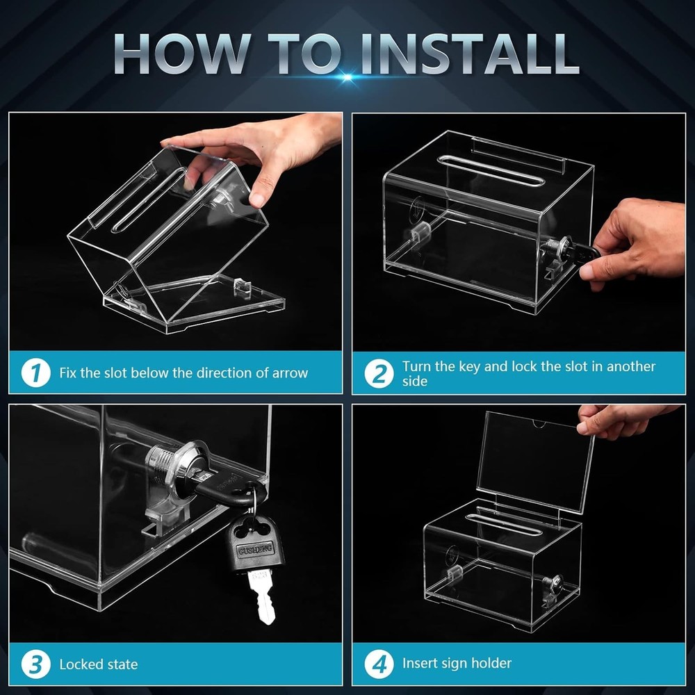 Transparent Raffle Box with Lock for Secure Donations - Perfect for Any Event