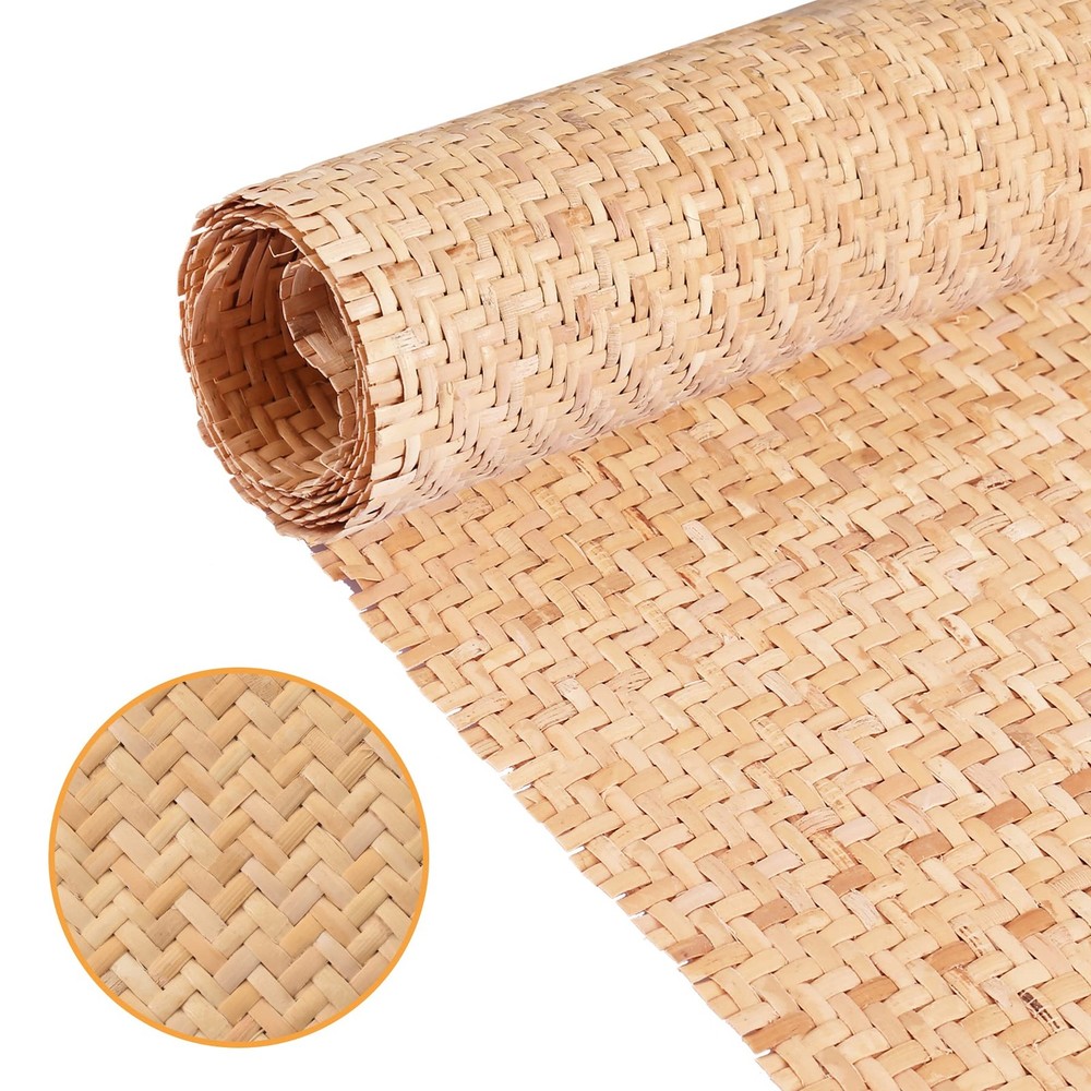 14"Width Natural Cane Webbing 3.3Ft, V Shape Rattan Webbing for Caning Projec...