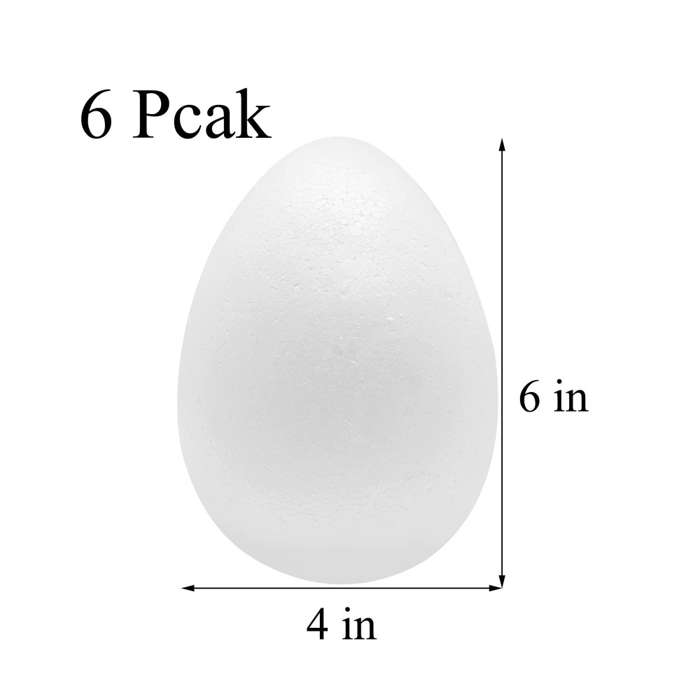 6 Pack 6 inchs Craft Foam Eggs, Polystyrene Foam Eggs Use for Easter, Hallowe...