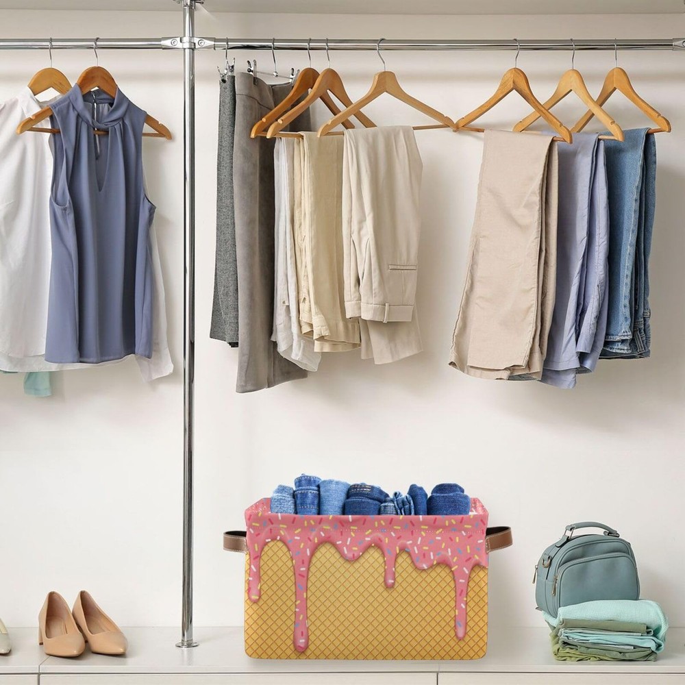 Ice Cream Rectangular Storage Basket Organizer Bin Shelf Baskets For Clothes