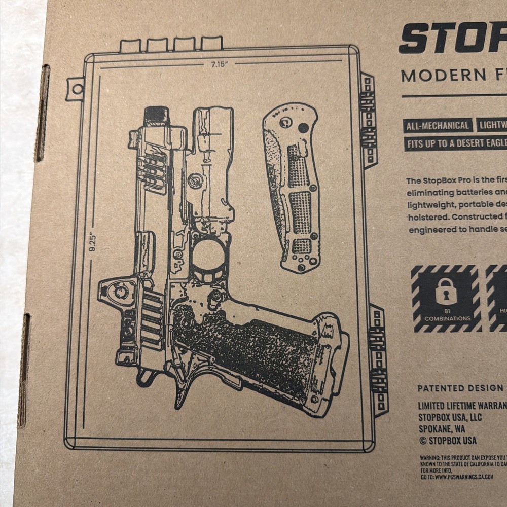 StopBox PRO Mechanical Pistol Safe – Fast Access, No Batteries, TSA Approved