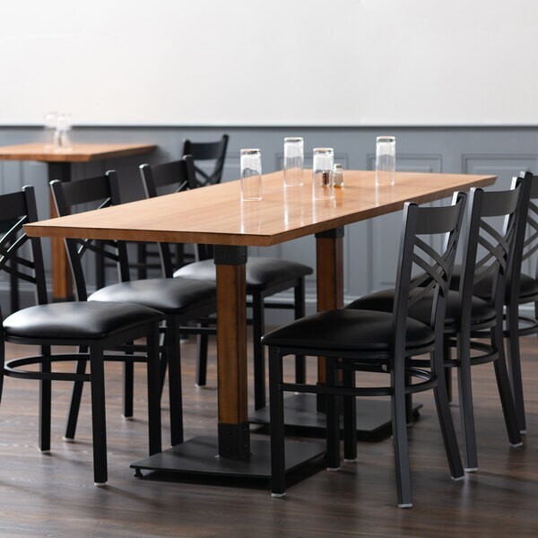 30" x 72" Rectangular Solid Wood Live Edge Restaurant Table Top in Natural Wood