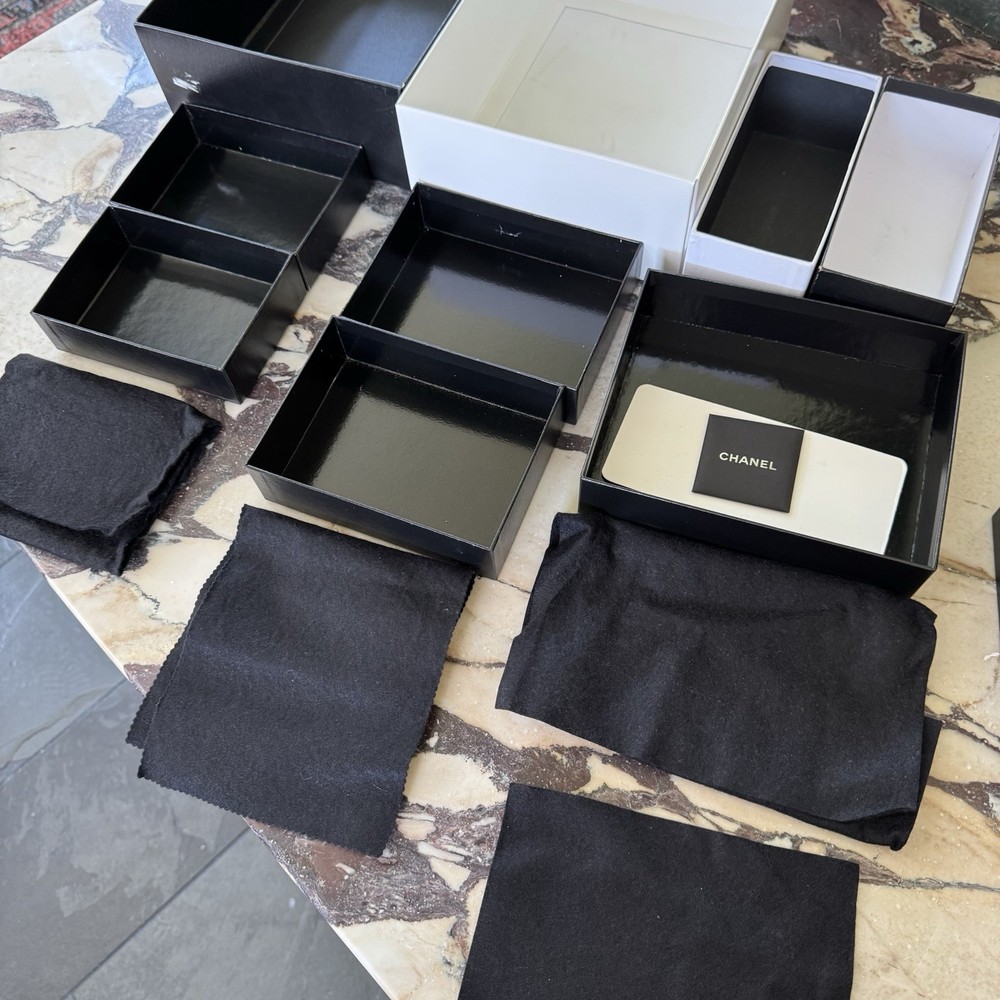 CHANEL Empty Gift Boxes Bundle Lot (5) Assorted Sizes Wallet Sunglasses Handbag