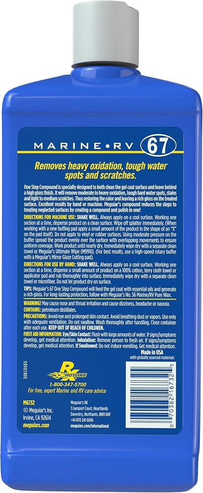 Meguiar's M6732 Marine/RV One Step Compound, Remove Oxidation, Stains,...