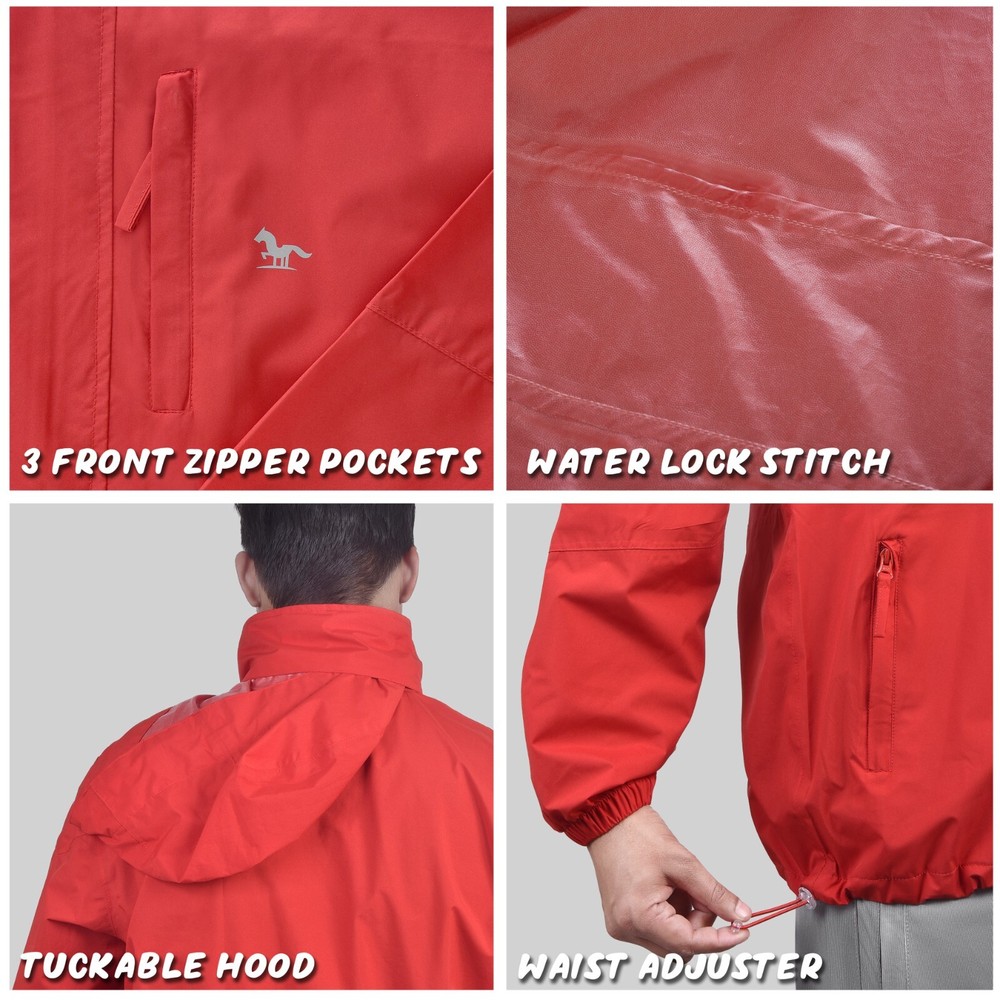 Rain Jacket Waterproof Hooded Light Weight Windbreaker