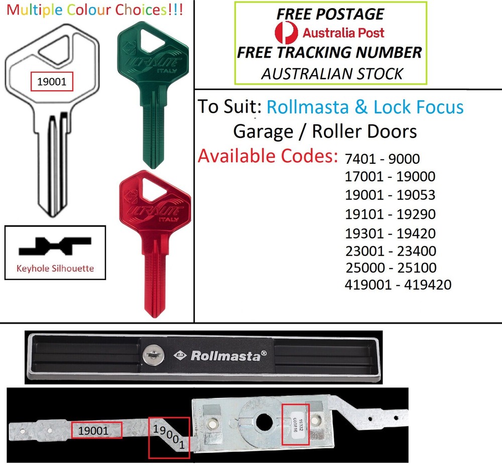 Key Cut to Code for Rollmasta Roller Garage Door Replacement Spare Keys