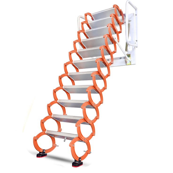 Attic Ladder Wall-Mounted Pull Down Folding Telescopic Loft Ladder Stairs 9.8Ft