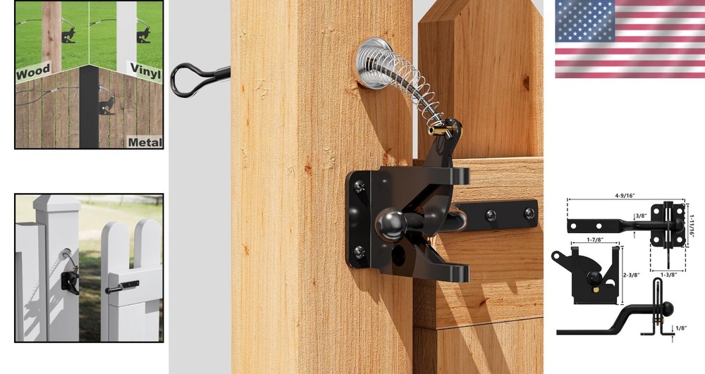 Versatile Self-Locking Fence Gate Latch - Easy Installation & Durable Design