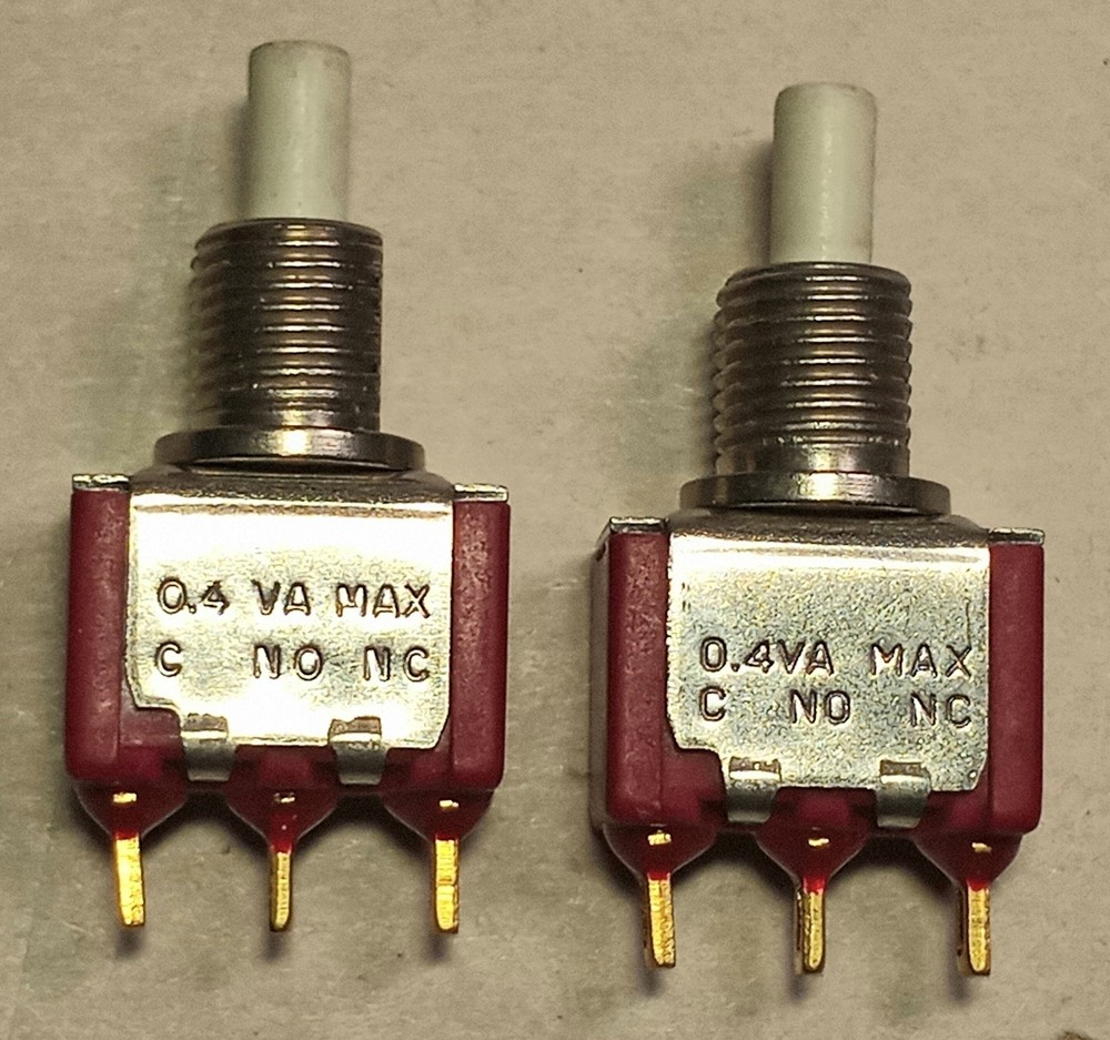 2pc C&K 8121 PUSHBUTTON SWITCH SPDT 1A 120V Standard Panel Mount Made In U.S.A.