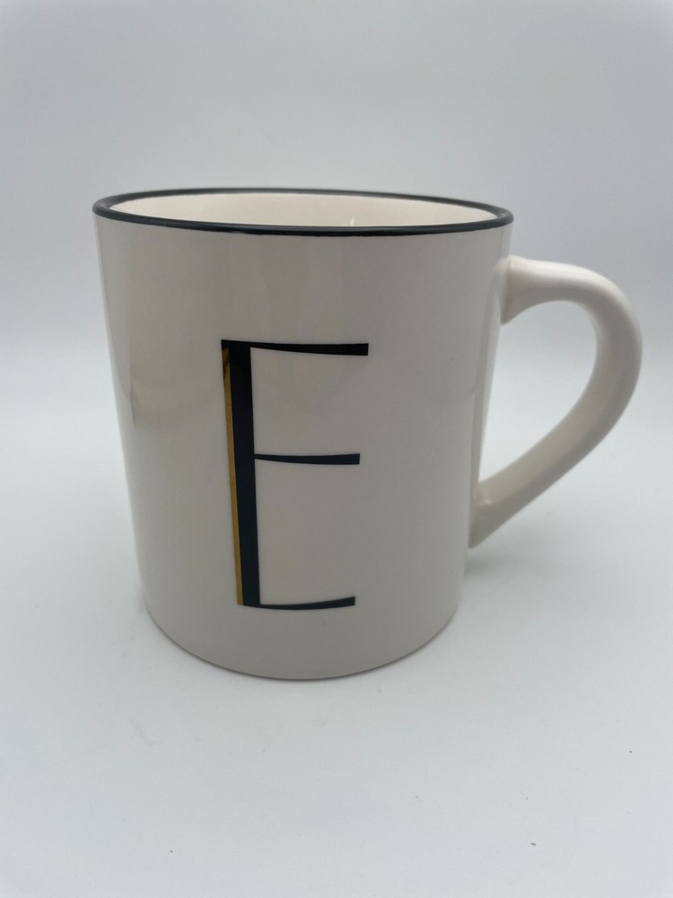 Threshold Monogram Initial E Coffee Mug 16 oz Personalized Black White Cup B17