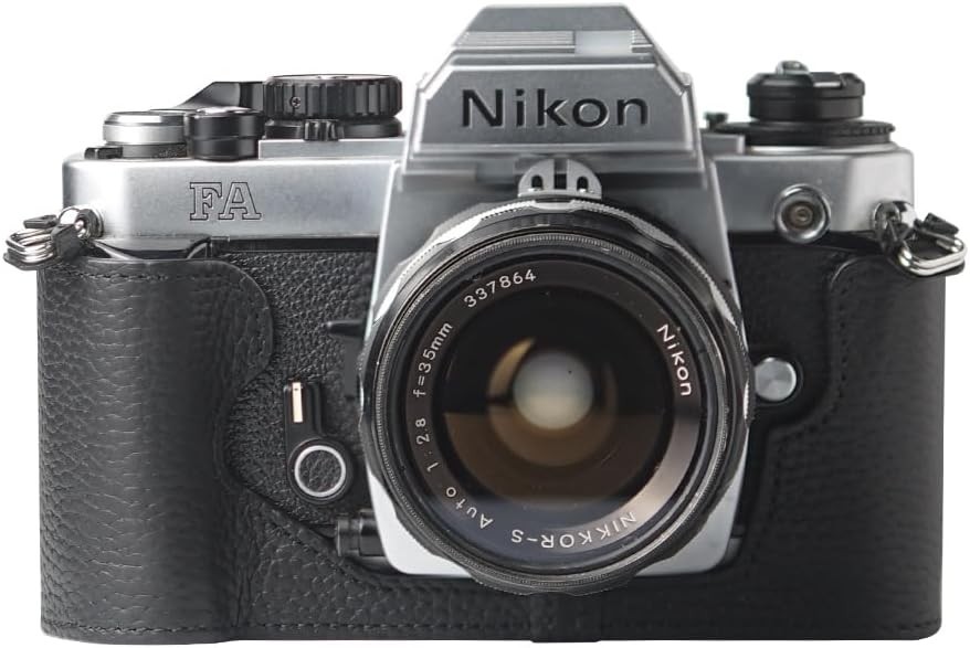 FA Case Handmade Genuine Leather Half Camera Protective Case for Nikon FA, Black