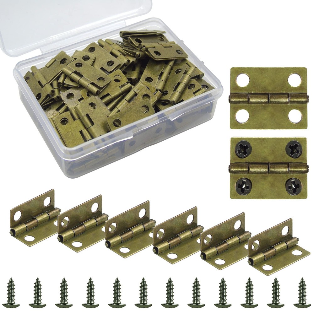 100 Pieces Small Hinges for Wooden Box Bronze Mini Tiny Hinge