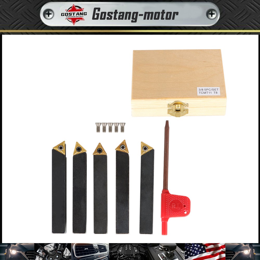 5Pcs 3/8" Indexable Carbide Insert Turning Tooling Bit Holder Set For Lathe