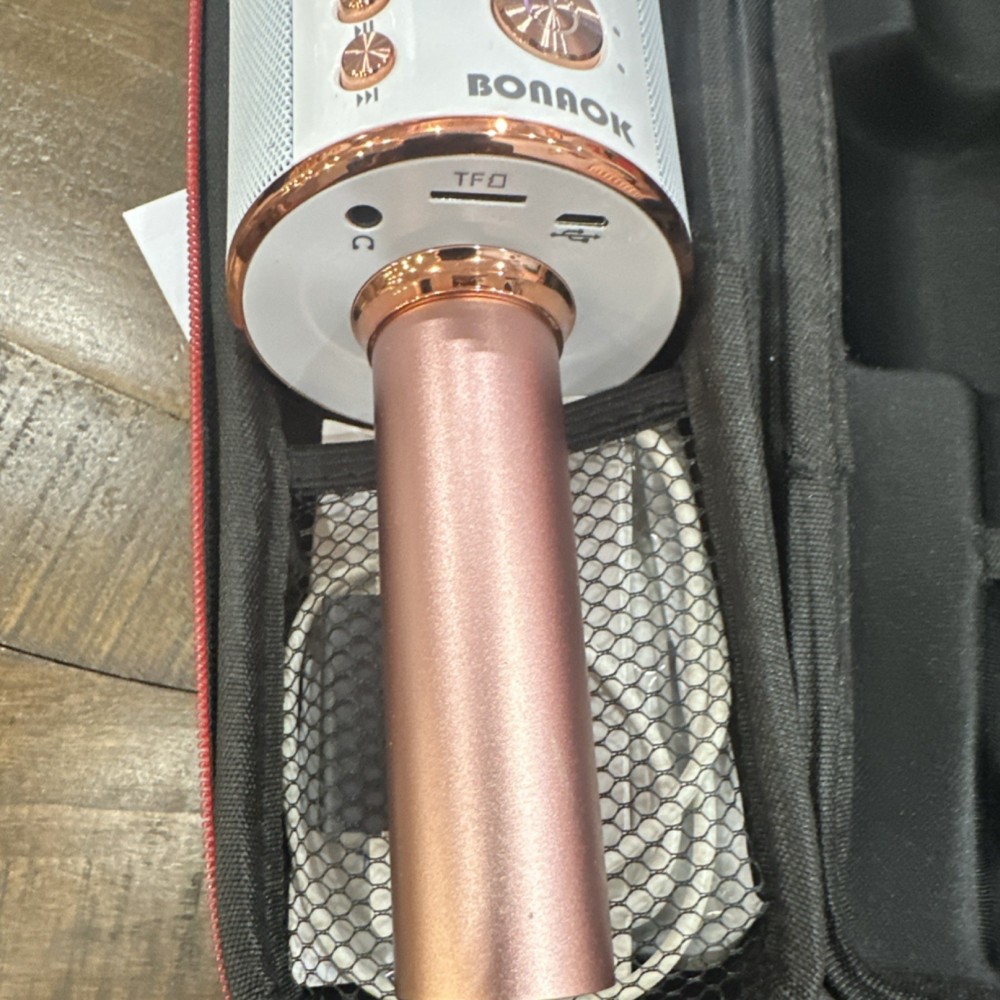 BONAOK Wireless Handheld Karaoke Microphone Bluetooth Echo Control Rose Gold