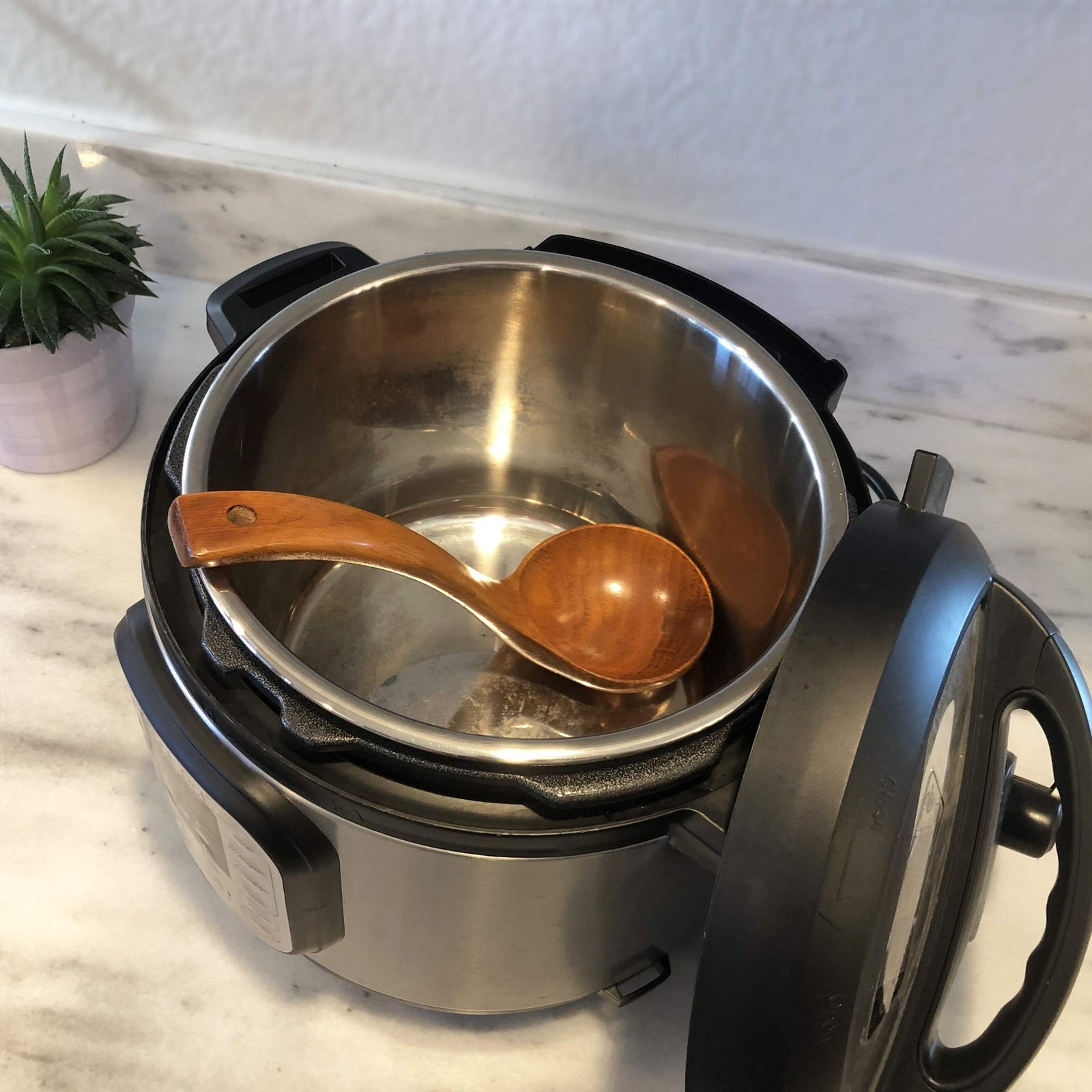 JB Home Collection, Wooden Soup Ladle, 10.35” Long Brown Natural Wood Spoo