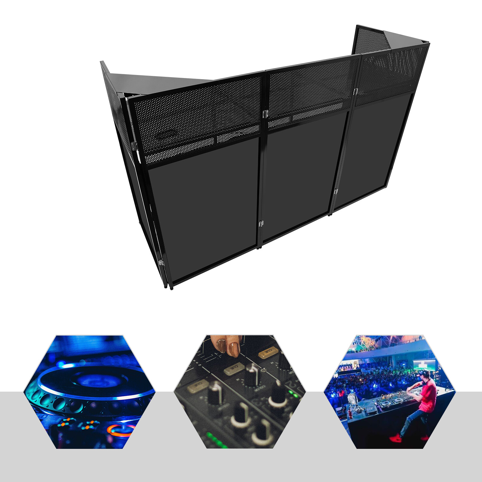 DJ Booth Table Adjustable Free Standing DJ Booth Stand Foldable 20kg/44lbs